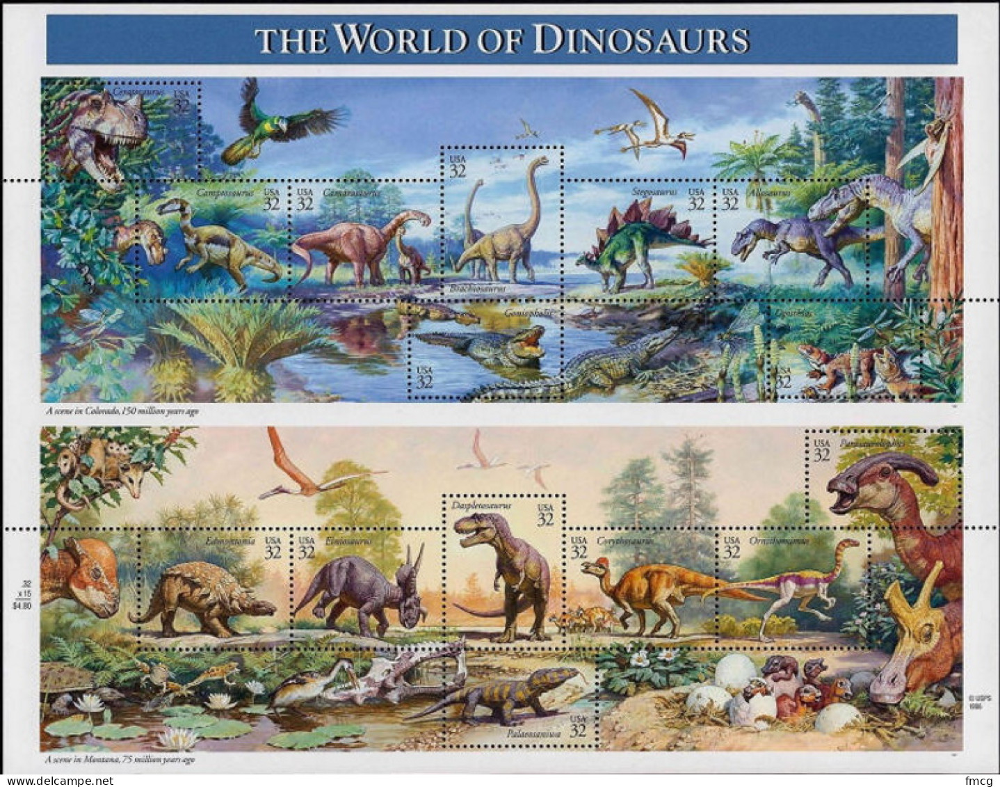 1997 World Of Dinosaurs, 15 Stamps, Mint Never Hinged - Nuovi