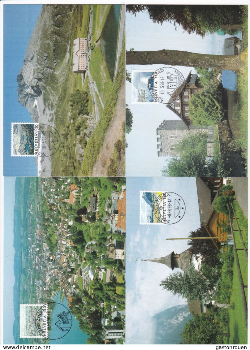 Carte Maximum Suisse Helvetia 4 Cartes 1998 - Cartas Máxima