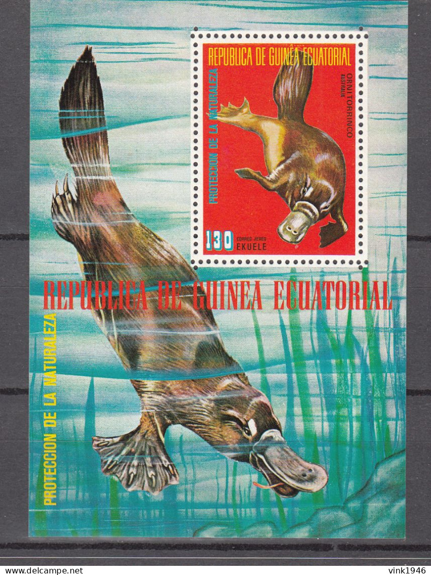 Eq Guinea 1976,1V In Block,ornitorrinco,vogelbekdier,MNH/Postfris(L4462) - Selvaggina