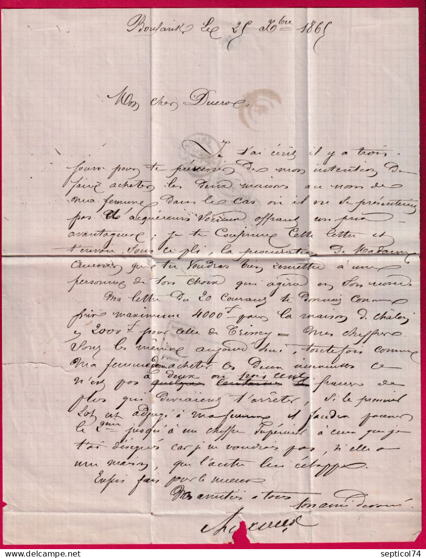 N°22 BM ENCADRE DE BOUFARIK ALGERIE GC 5005 ALGER POUR CHALON SUR SAONE ET LOIRE  LETTRE - 1849-1876: Période Classique