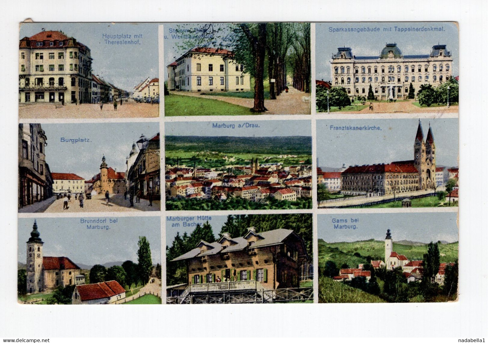 1917. WWI SLOVENIA,AUSTRIA,MARIBOR,MARBURG,ILLUSTRATED MULTI VIEW POSTCARD USED TO VIENNA,CENSOR - Eslovenia