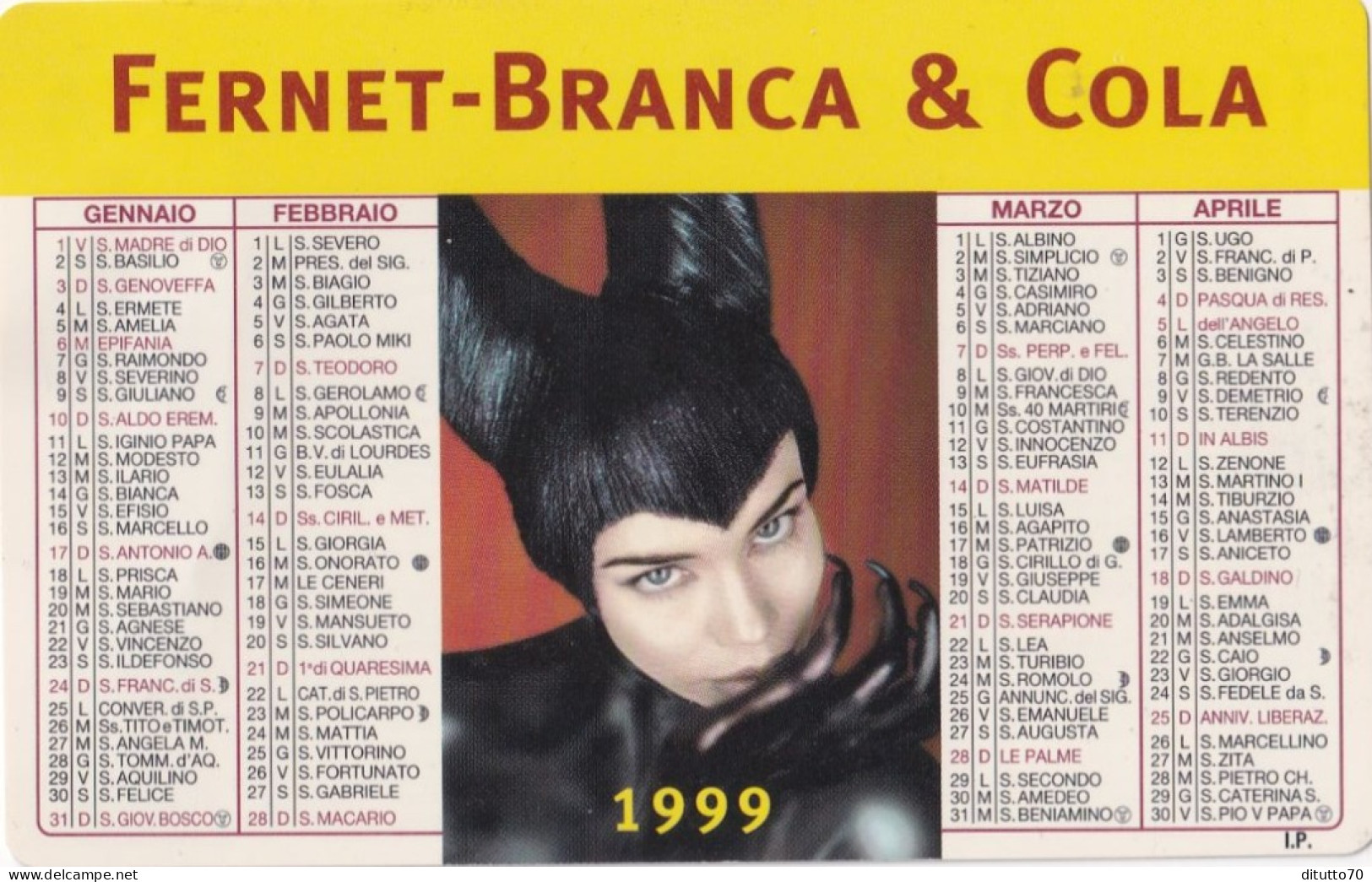 Calendarietto - Fernet Branca E Cola - Anno 1999 - Formato Piccolo : 1991-00