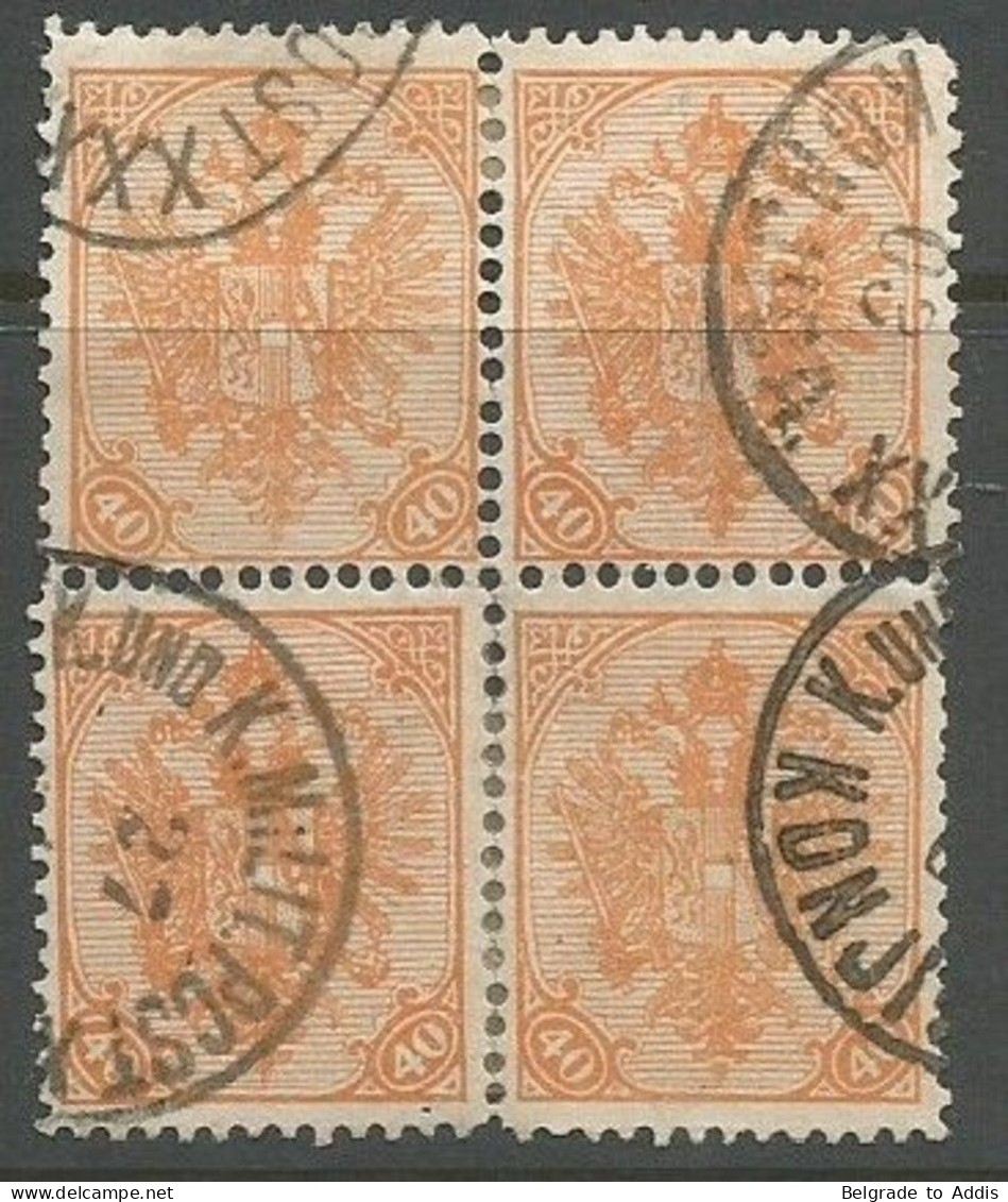 Bosnia Bosnien K.u.K. Austria Hungary Mi.19Ax In Block Of 4 Used 1900 Mi.CV: 500,00€ - Bosnia And Herzegovina