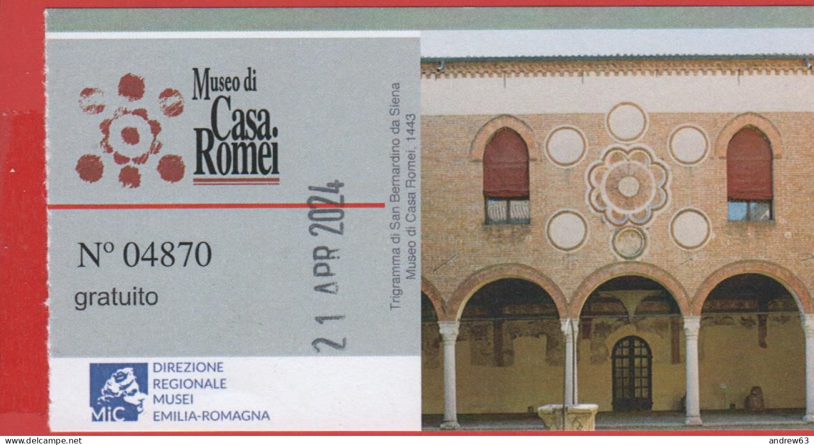 ITALIA - FERRARA - Museo Di Casa Romei - Biglietto D'Ingresso Gratuito - Usato - Tickets - Vouchers