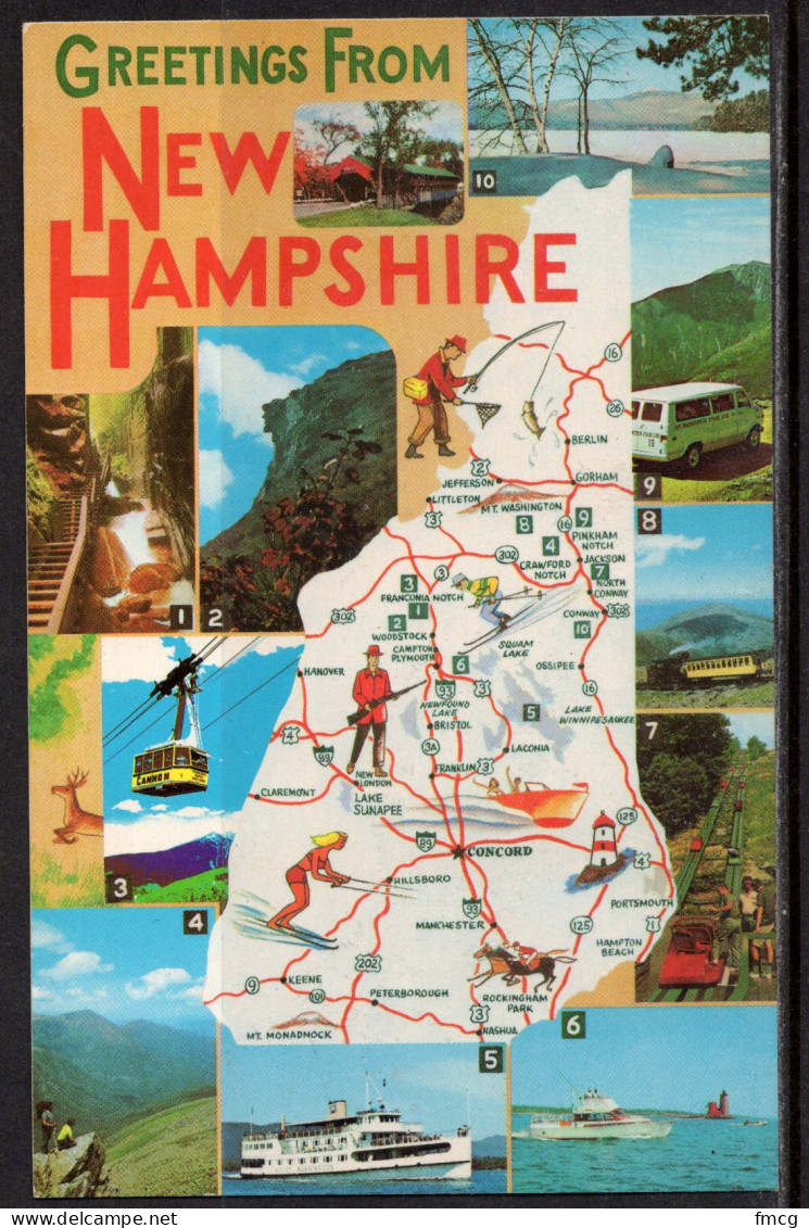 Map, United States, New Hampshire, Writing On Back - Landkaarten
