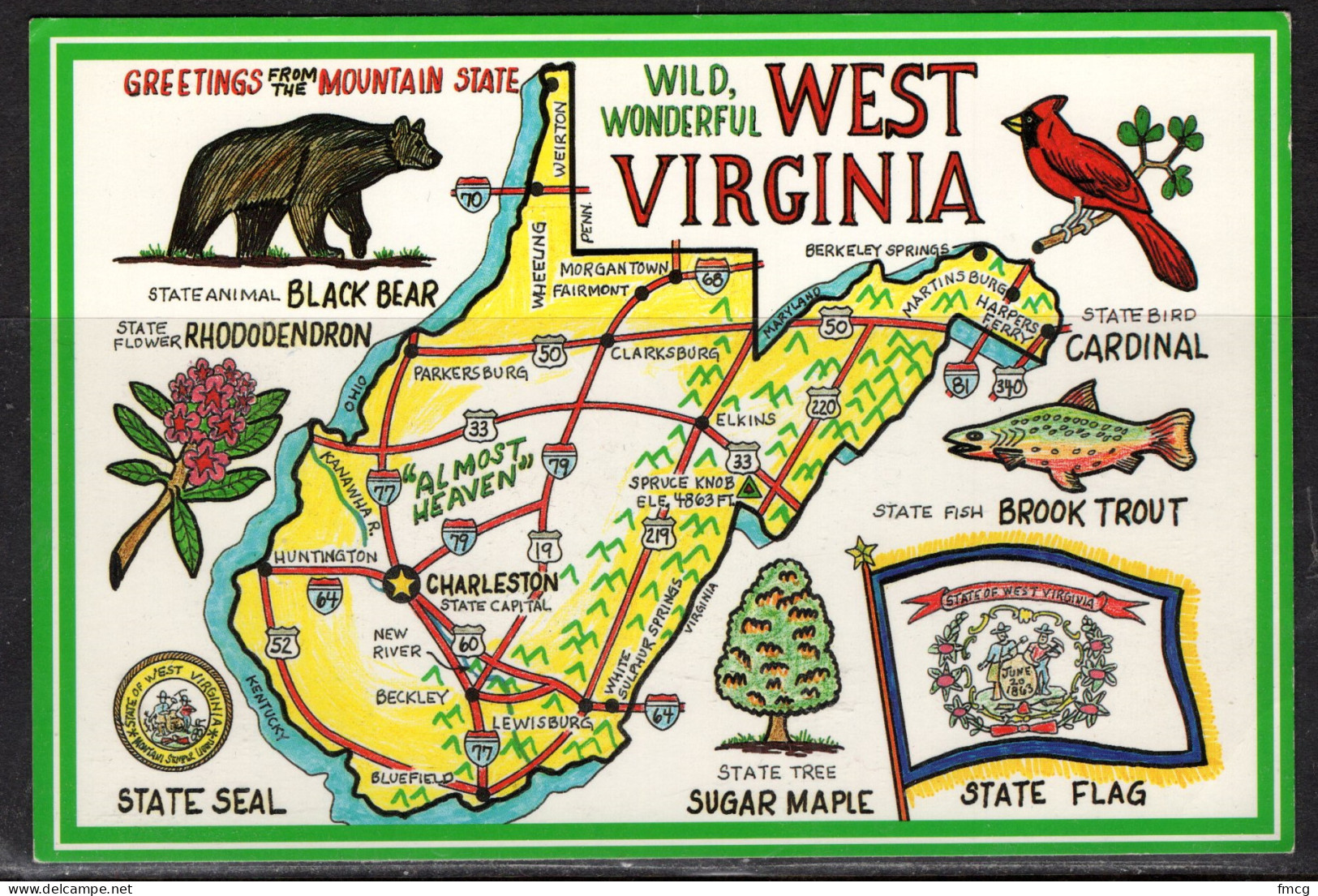 Map, United States, West Virginia, Date Written On Back Aug 22, 1993 - Carte Geografiche
