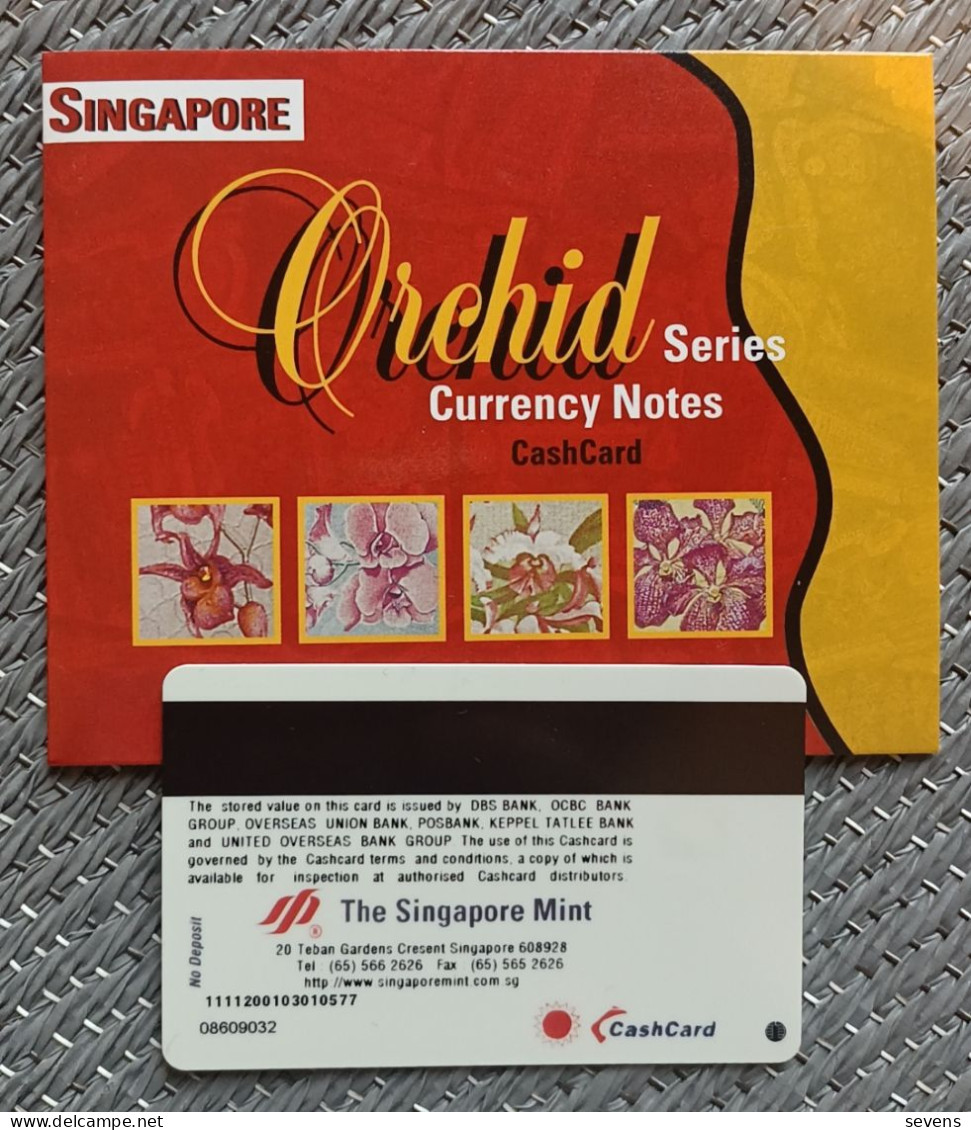 Singapore Mint Cash Chip Card, Currency Notes Orchid Series, 1$ Banknote, In Folder - Singapur