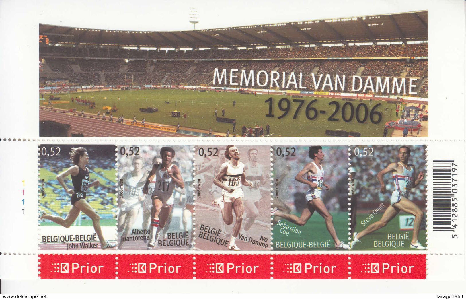 2006 Belgium Van Damme Running Coe Ovett Olympics Track Souvenir Sheet MNH - Nuovi