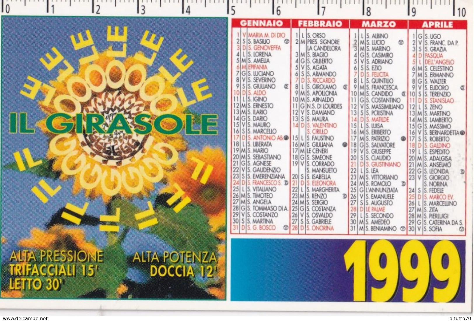 Calendarietto - Il Girasole - Anno 1999 - Formato Piccolo : 1991-00