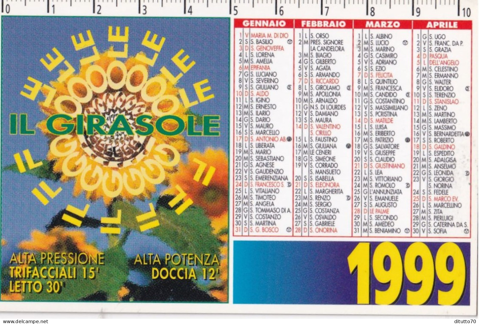 Calendarietto - Il Girasole - Anno 1999 - Tamaño Pequeño : 1991-00