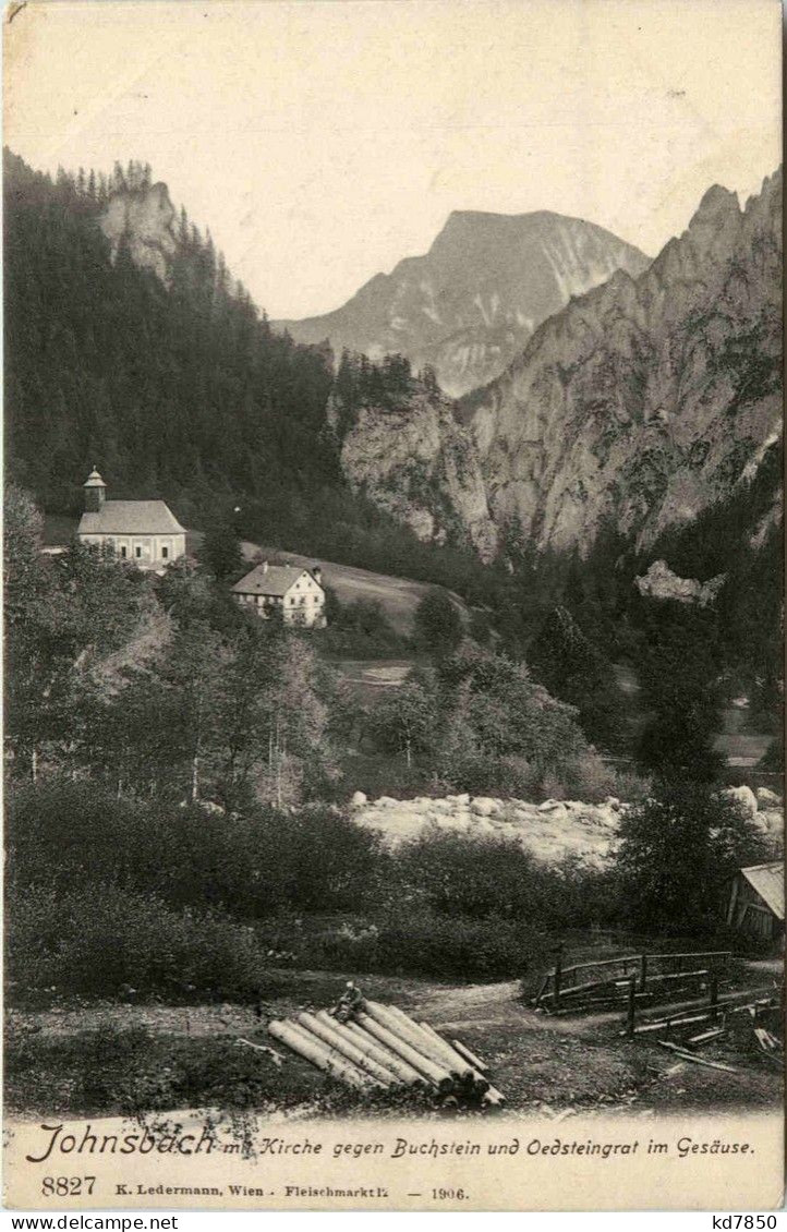 Gesäuse, Johnsbach Mit Kirche Gegen Buchstein Und Oedsteigrat - Gesäuse