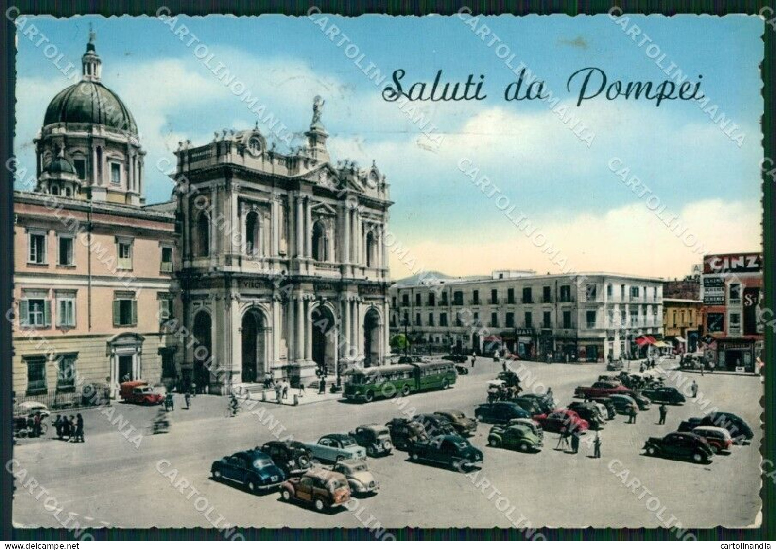 Napoli Pompei Saluti Da Auto PIEGHINA STRAPPINO FG Foto Cartolina HB4947 - Napoli