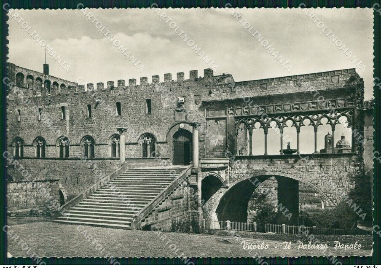 Viterbo Città Palazzo Papale PIEGA FG Foto Cartolina HB4996 - Viterbo