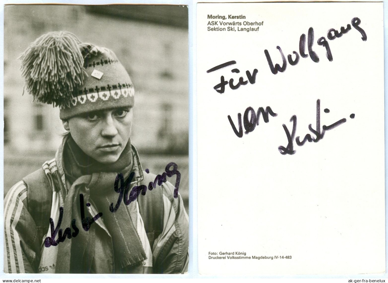 Autogramm AK Langläuferin Kerstin Moring-Pietzsch ASK Vorwärts Oberhof Hasselfelde Oberharz Am Brocken Suhl DDR Olympia - Handtekening