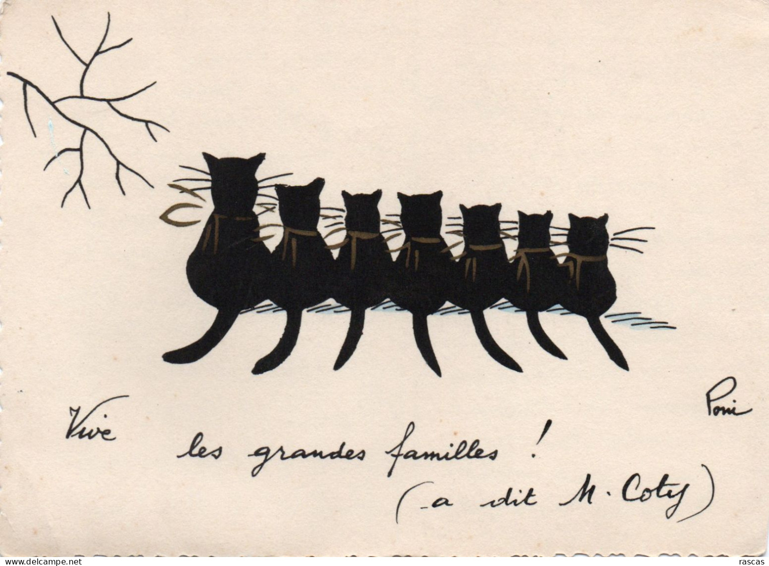 CPM - P - ILLUSTRATEUR - CHAT - CHATS - VIVE LES GRANDES FAMILLES ( A DIT M. COTY ) - Chats