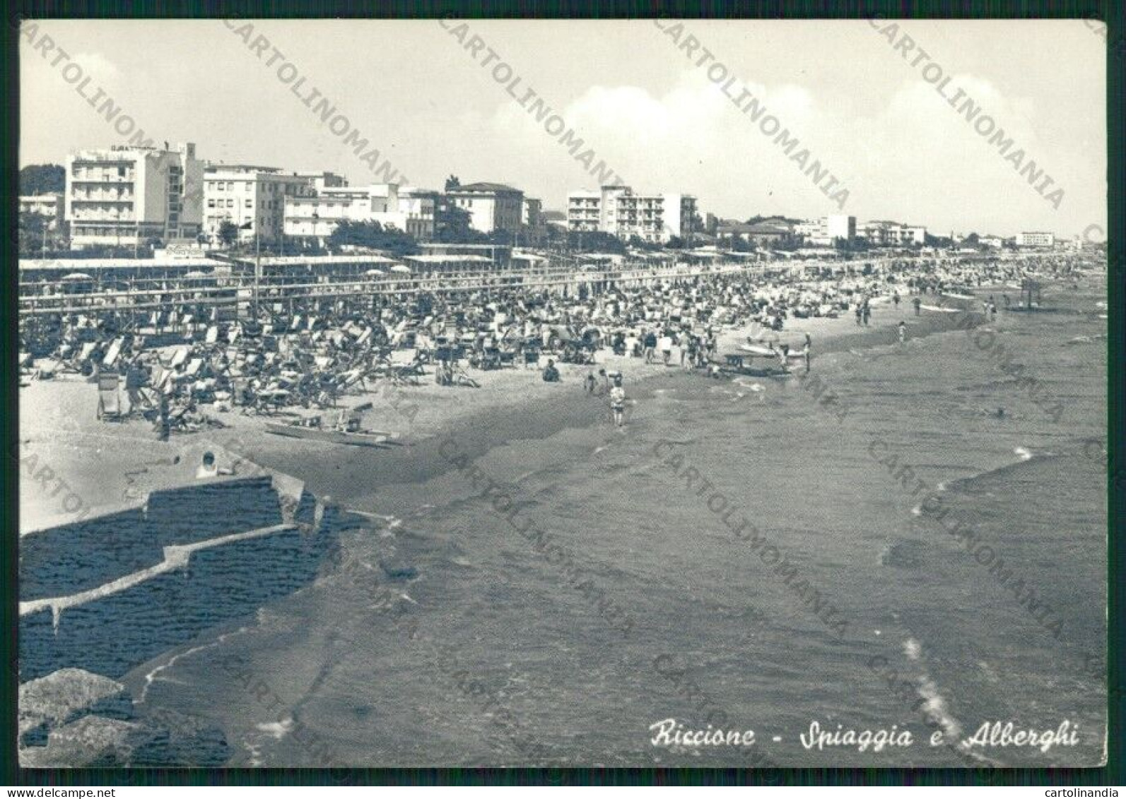 Rimini Riccione PIEGA Foto FG Cartolina KB0073 - Rimini