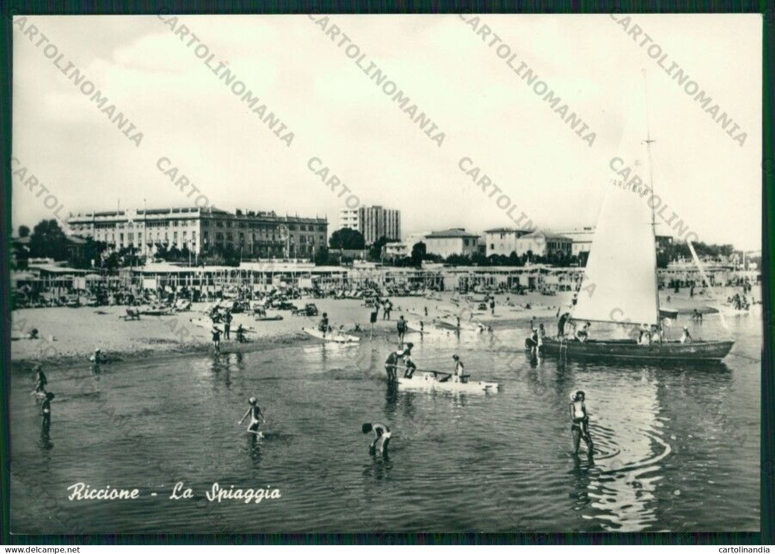 Rimini Riccione Barca Foto FG Cartolina KB0066 - Rimini