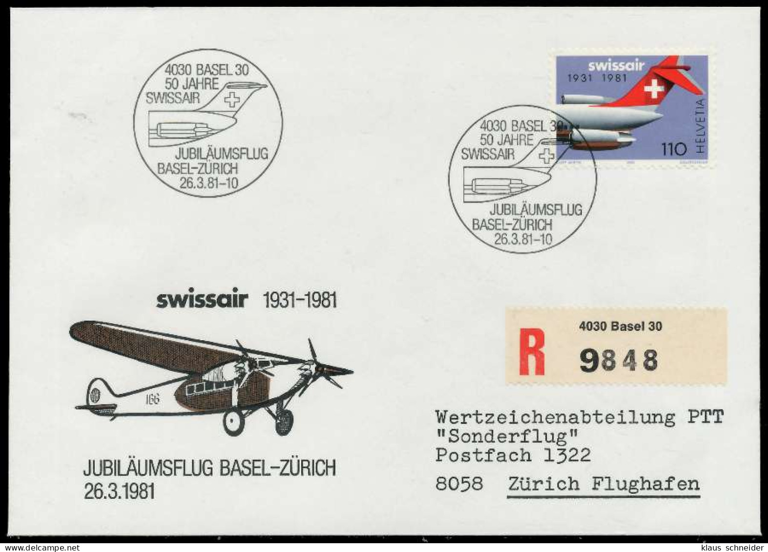 SCHWEIZ FLUGMARKEN Nr 1196 Und 1195 BRIEF EF X7E8322 - First Flight Covers