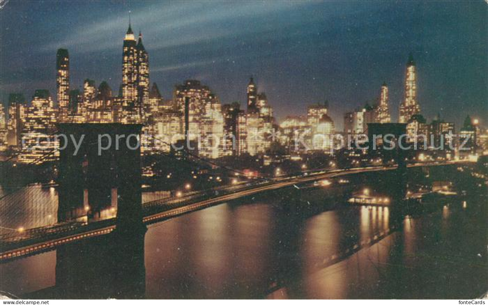 73123517 New_York_City Brooklyn Bridge East River Manhattan At Night - Sonstige & Ohne Zuordnung