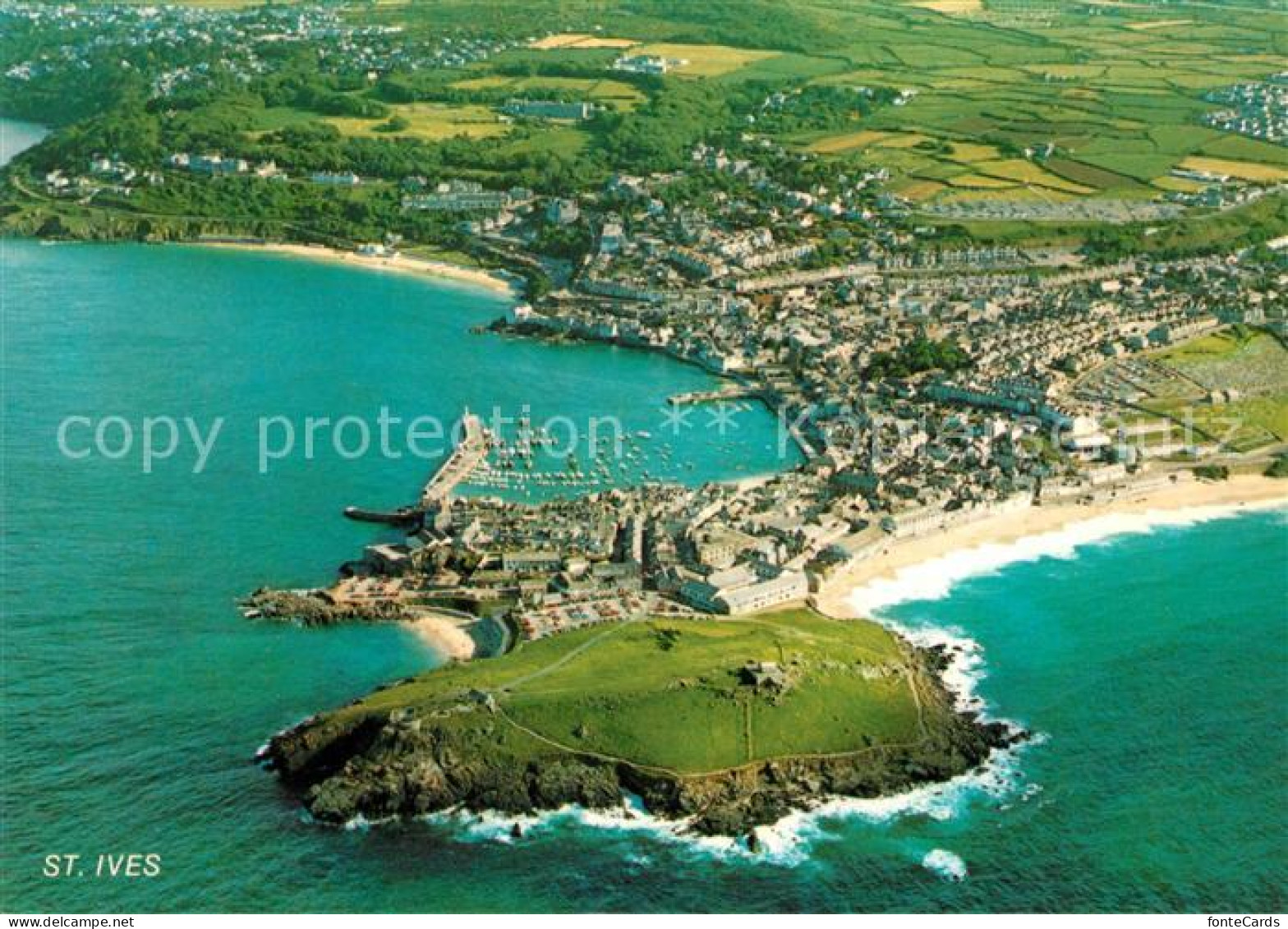 73123199 St Ives Cornwall Fliegeraufnahme Mit Hafen Strand  - Other & Unclassified