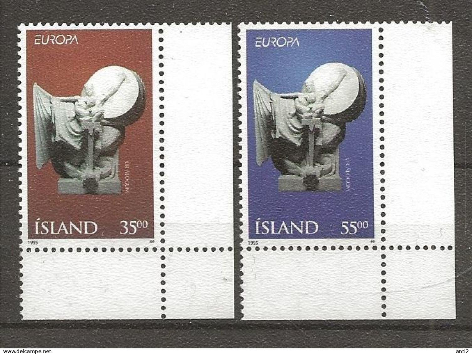 Island Iceland  1995 Europa: Peace And Freedom, Freed; Sculpture By Einar Jónsson (1874-1954), Mi  826-827, MNH(**) - Neufs