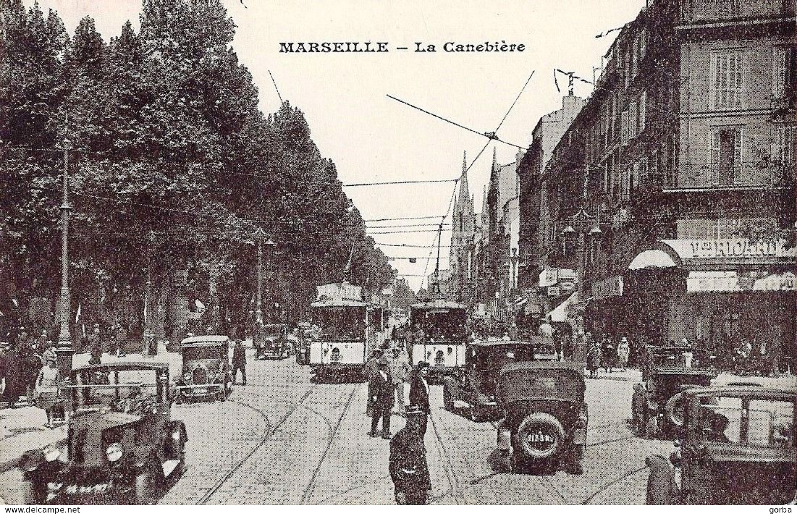 *CPA - 13 MARSEILLE  La Canebière Très Animé - Voitures, Tram, - Canebière, Stadtzentrum