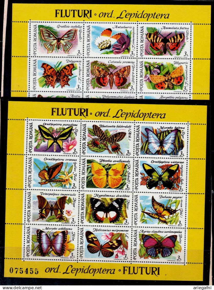 ROMANIA  1991 BUTTERFLIES MI No BLOCK 287-8 MNH VF!! - Vlinders