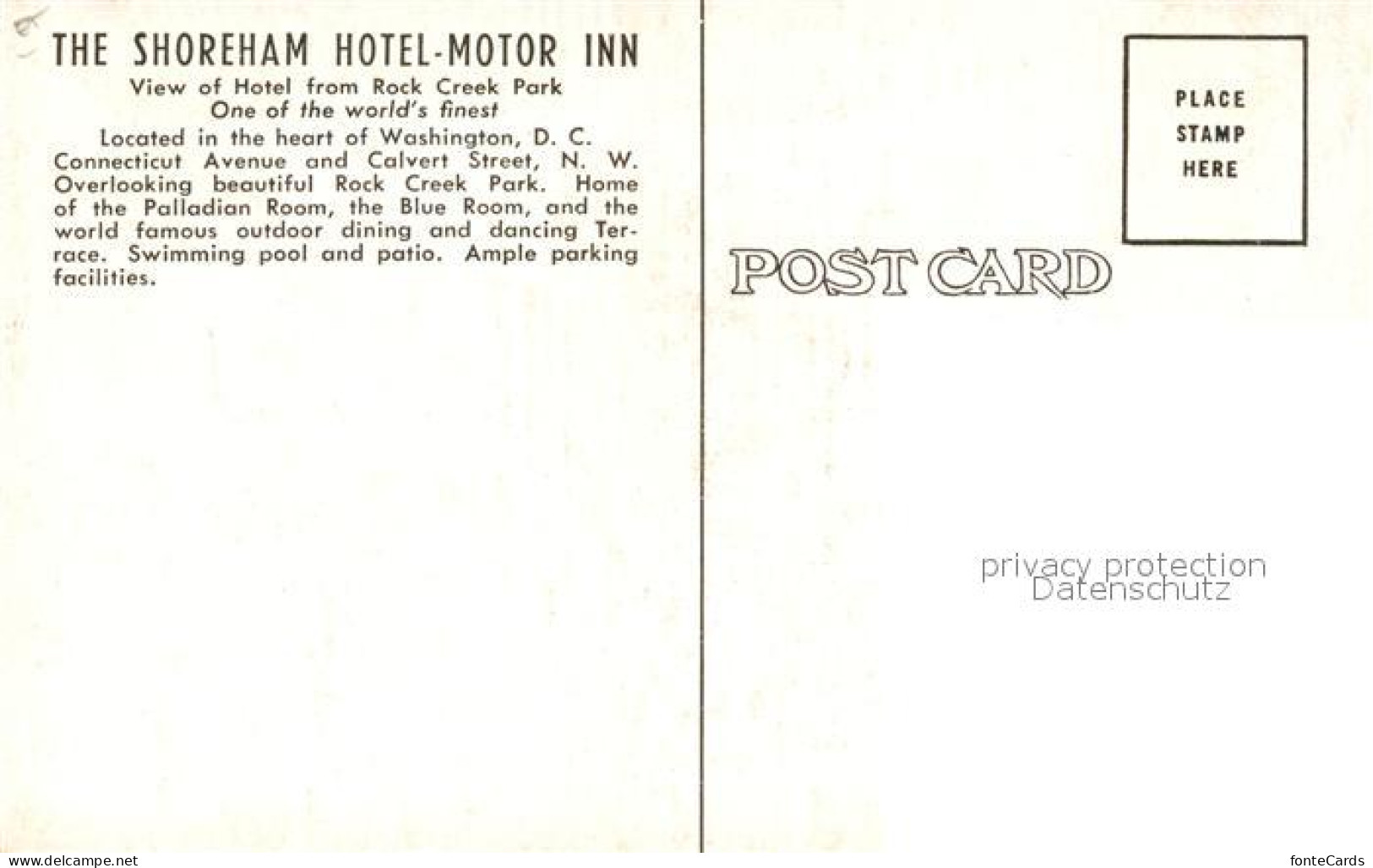 73096878 Washington DC Shoreham Hotel Motor Inn  - Washington DC