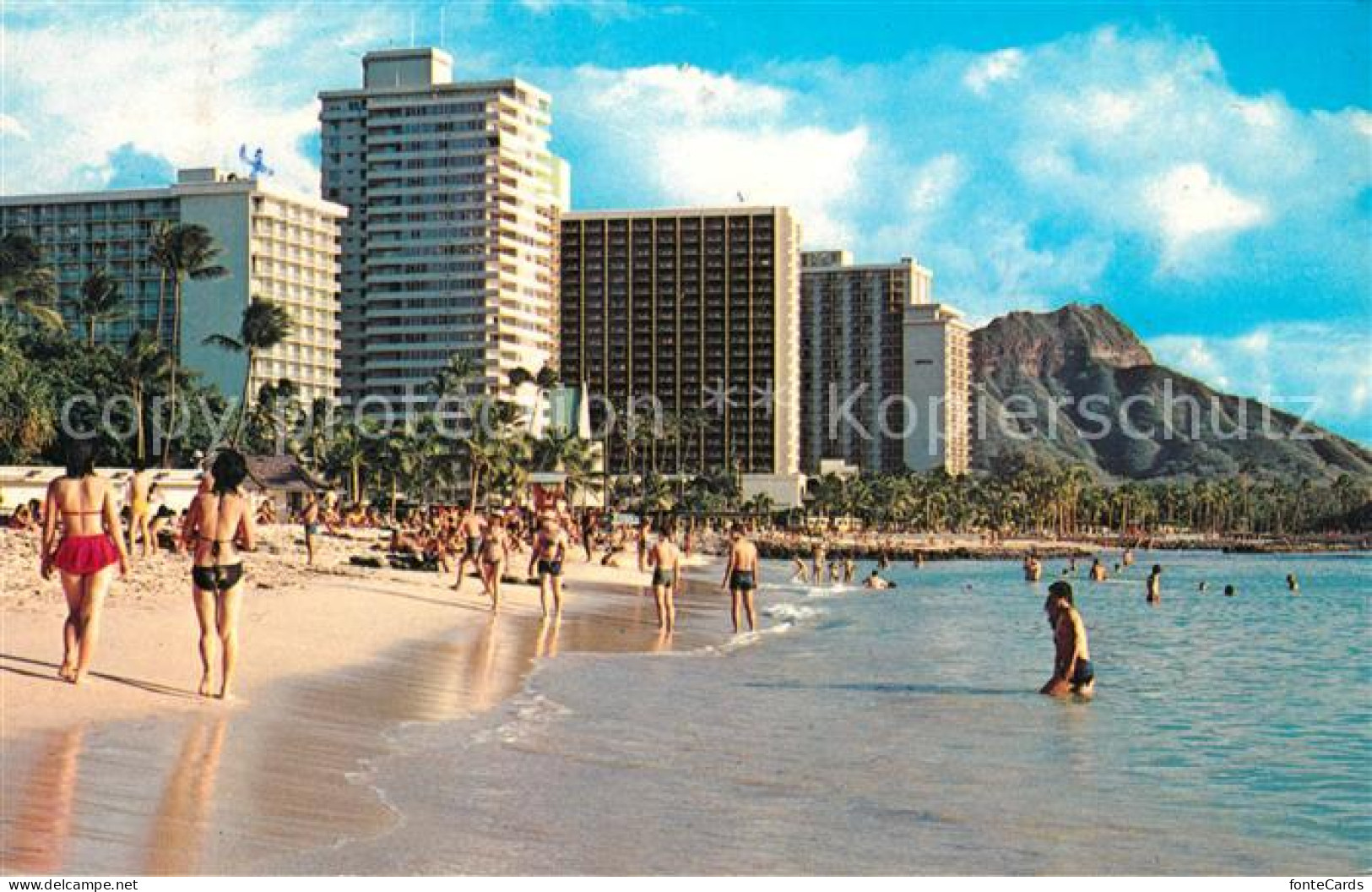 73080019 Waikiki Beach Hotels Mountains Diamond Head - Andere & Zonder Classificatie