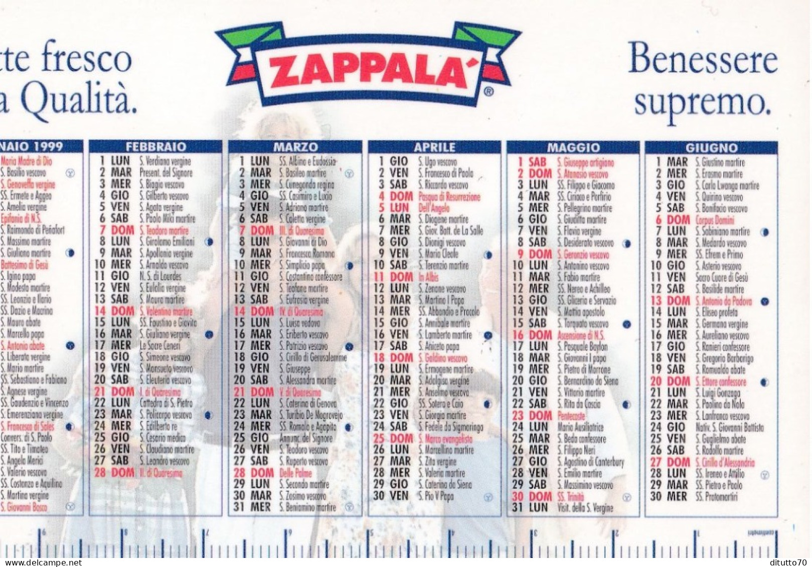 Calendarietto - Zappalà - Anno 1999 - Kleinformat : 1991-00