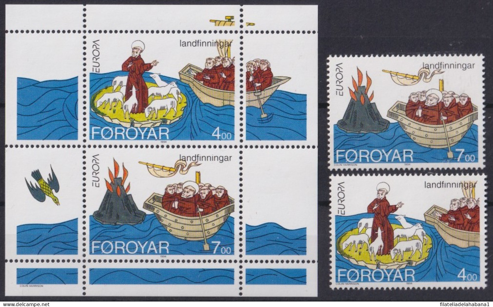 F-EX49877 FAROE FAROYAR MNH 1994 EUROPA LANDING SHIP SAILBOAT BARCOS.  - Barche