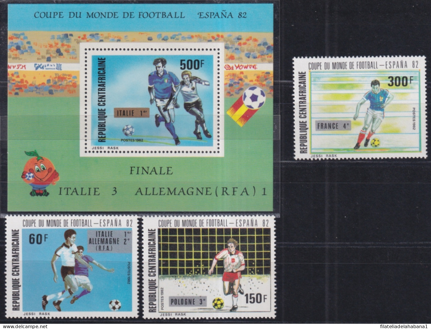 F-EX49867 CENTRAL AFRICA MNH 1982 SPAIN CHAMPIONSHIP SOCCER FOOTBALL EMBOSSED.  - 1982 – Spain