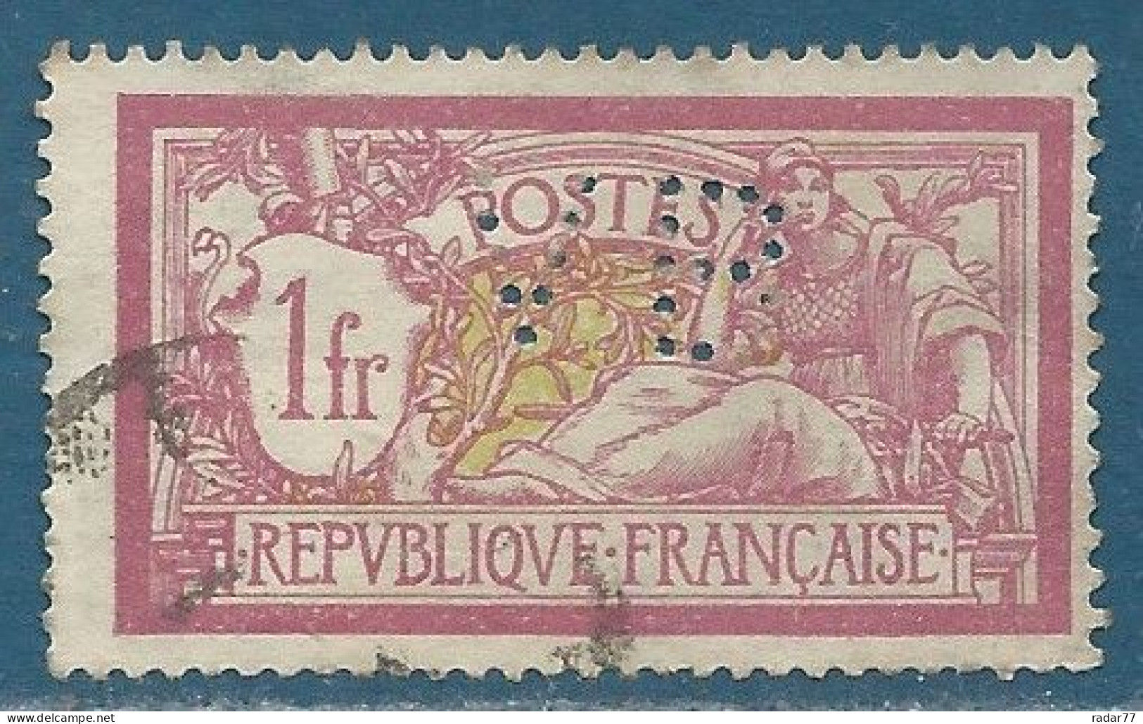 N°121 Merson 1F Perforé VB = Banque Varin Bernier (à Bar Le Duc) Oblitéré - Used Stamps