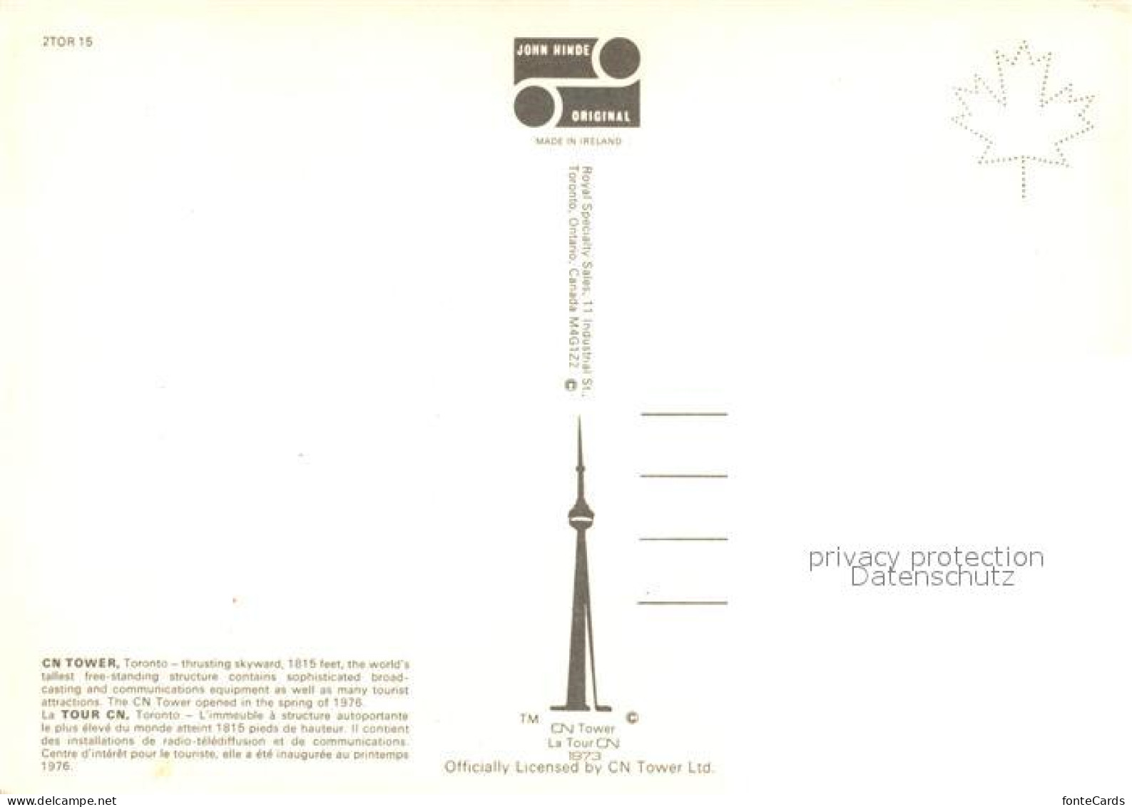 73073544 Toronto Canada The CN Tower Und Skyline Toronto Canada - Unclassified