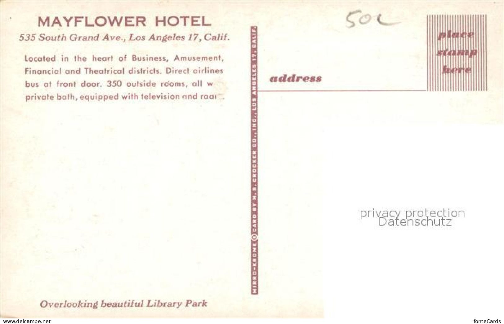 73071832 Los_Angeles_California Mayflower Hotel Overlooking Library Park - Otros & Sin Clasificación