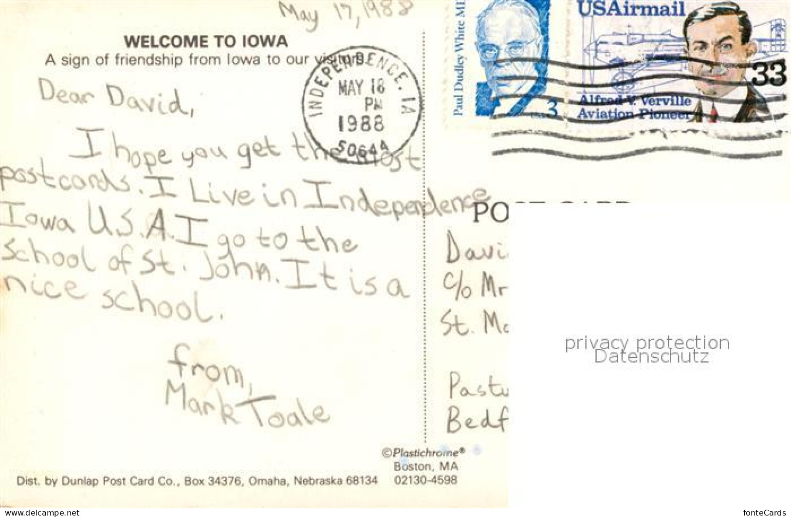 73061101 Iowa_US-State A Sign Of Friendship From Iowa - Other & Unclassified