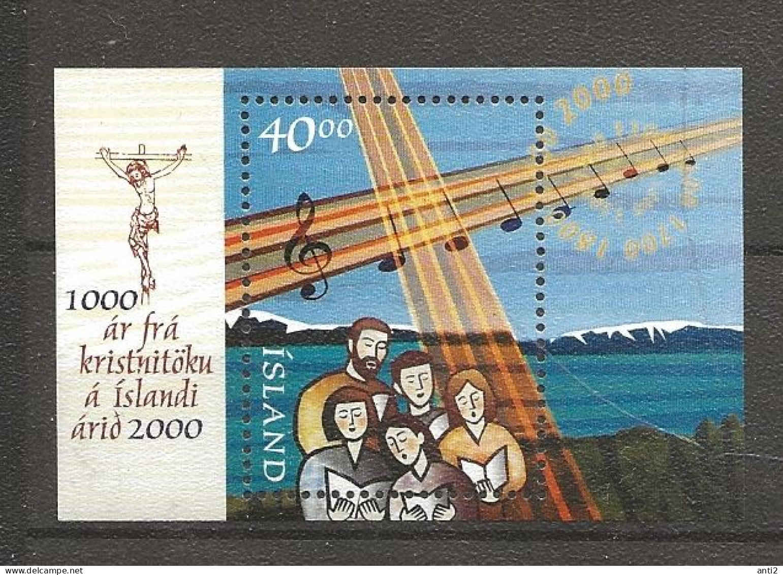 Iceland 2000  1000th Anniversary Of Christianity In Iceland,  Singing Group, Landscape In Iceland,   Mi Bloc 25 MNH(**) - Unused Stamps