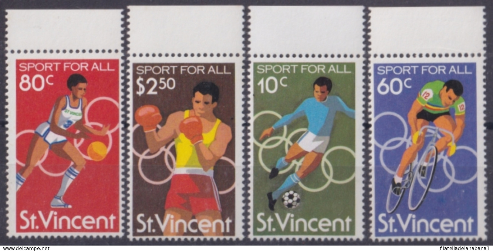 F-EX49880 ST VINCENT MNH 1980 BASKET CYCLING ATHLETISM SOCCER HURRICANE RELIEF.  - Other & Unclassified