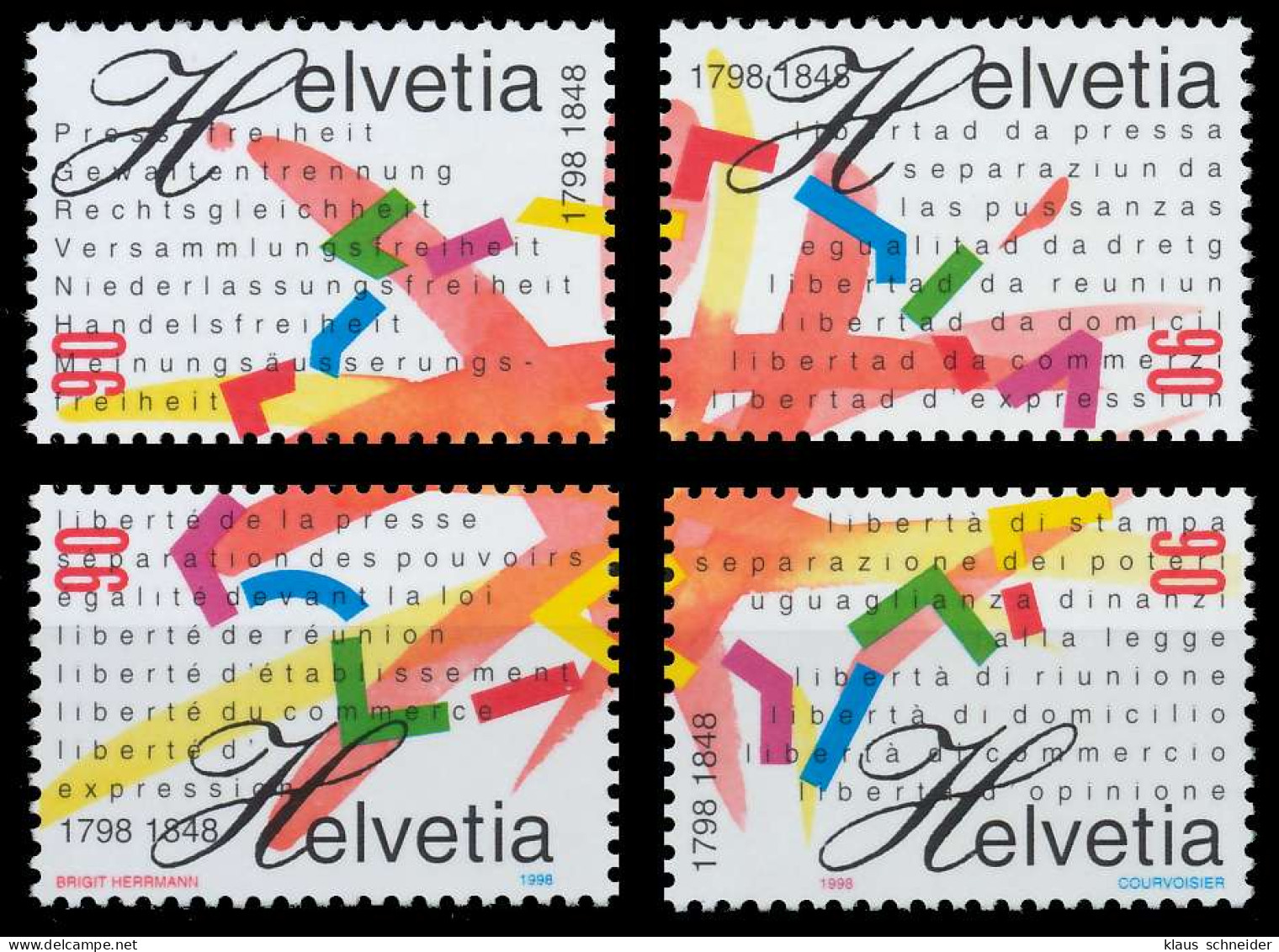 SCHWEIZ 1998 Nr 1633-1636 Postfrisch S2B8FFA - Ungebraucht