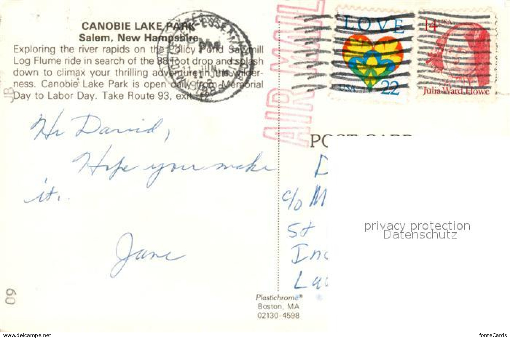 73059115 Salem_New_Hampshire Canobie Lake Park  - Andere & Zonder Classificatie