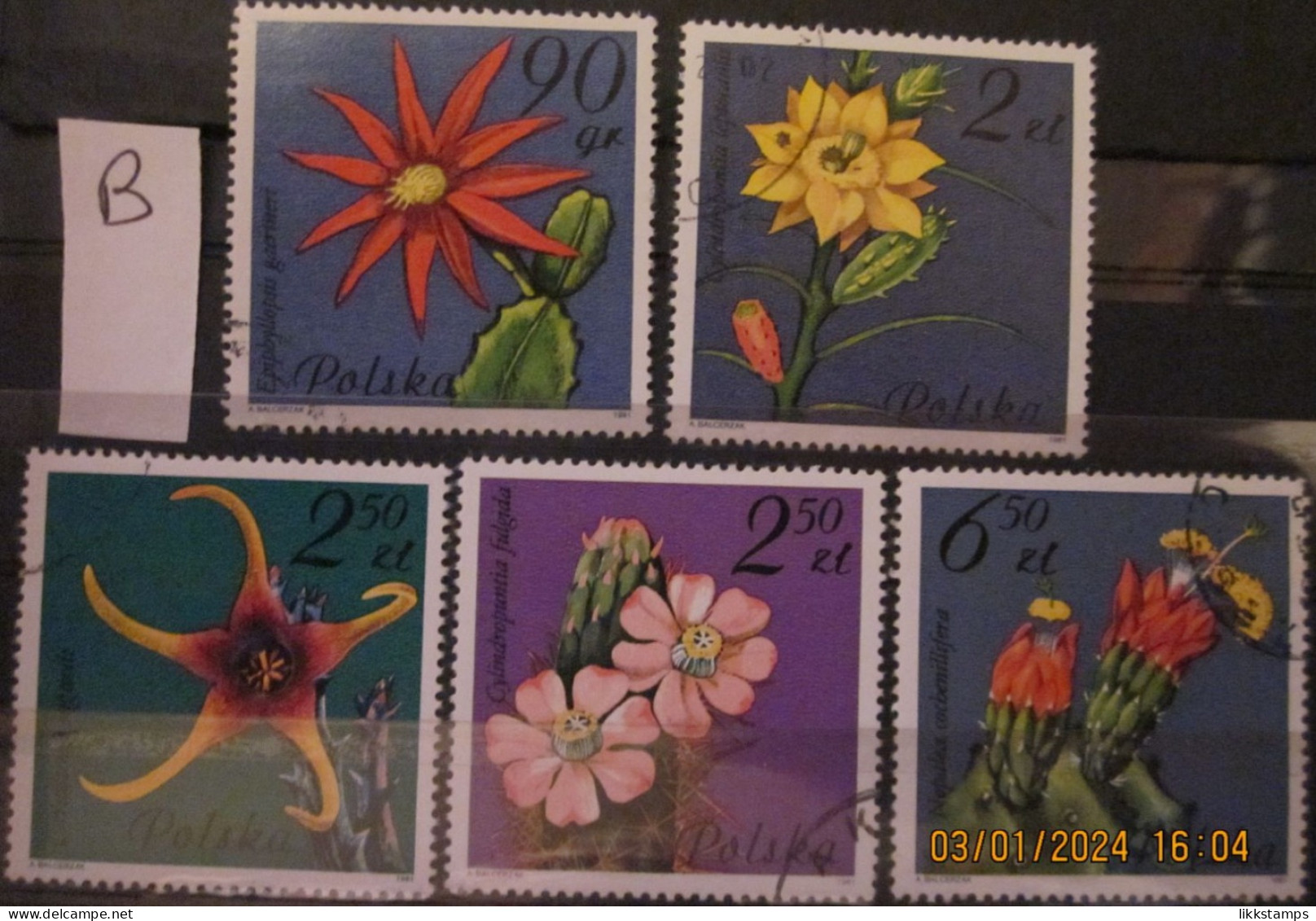 POLAND ~ 1981 ~ S.G. NUMBERS S.G. 2786 + 2788 - 2791. ~ 'LOT B' ~ SUCCULENT PLANTS ~ VFU #03525 - Used Stamps