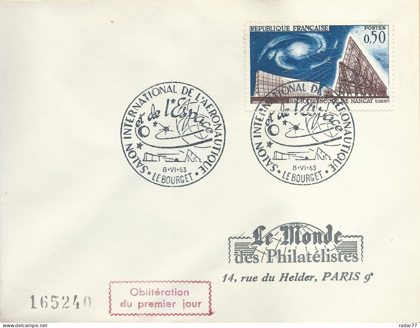 Lettre Avec Cachet Commémoratif Salon International De L'aéronautique Et De L'espace - Le Bourget - 08/06/1963 - Gedenkstempel