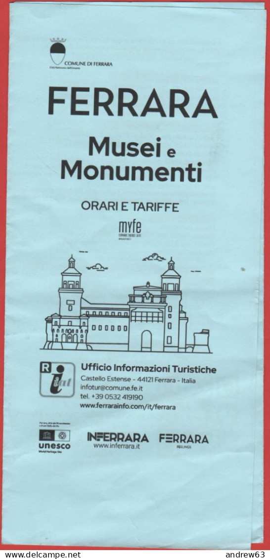 ITALIA - FERRARA - Musei E Monumenti - Orari E Tariffe - Volantino Pieghevole - Advertising