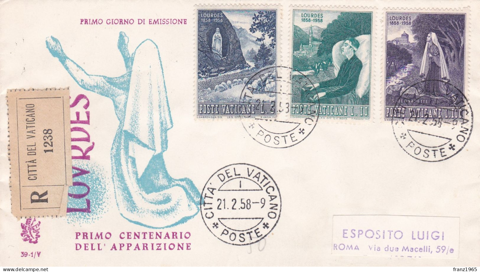 300 Lourdes - 1958 - FDC