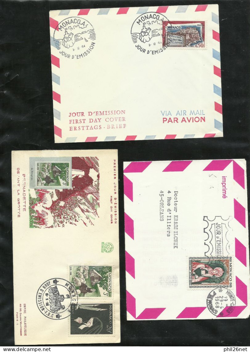 Monaco Lot De 20 Plis Et Lettres Avec TP Et Flammes Et De 10 Lettres FDC Premiers Jours  Voir Scans     Soldé  ! ! ! - Collections, Lots & Series