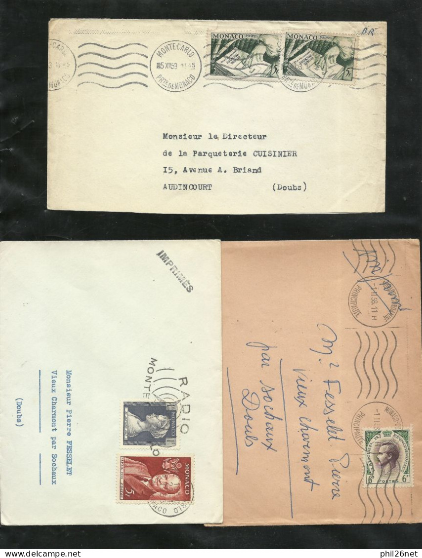 Monaco lot de 20 plis et lettres avec TP et flammes et de 10 lettres FDC Premiers Jours  voir scans     soldé  ! ! !