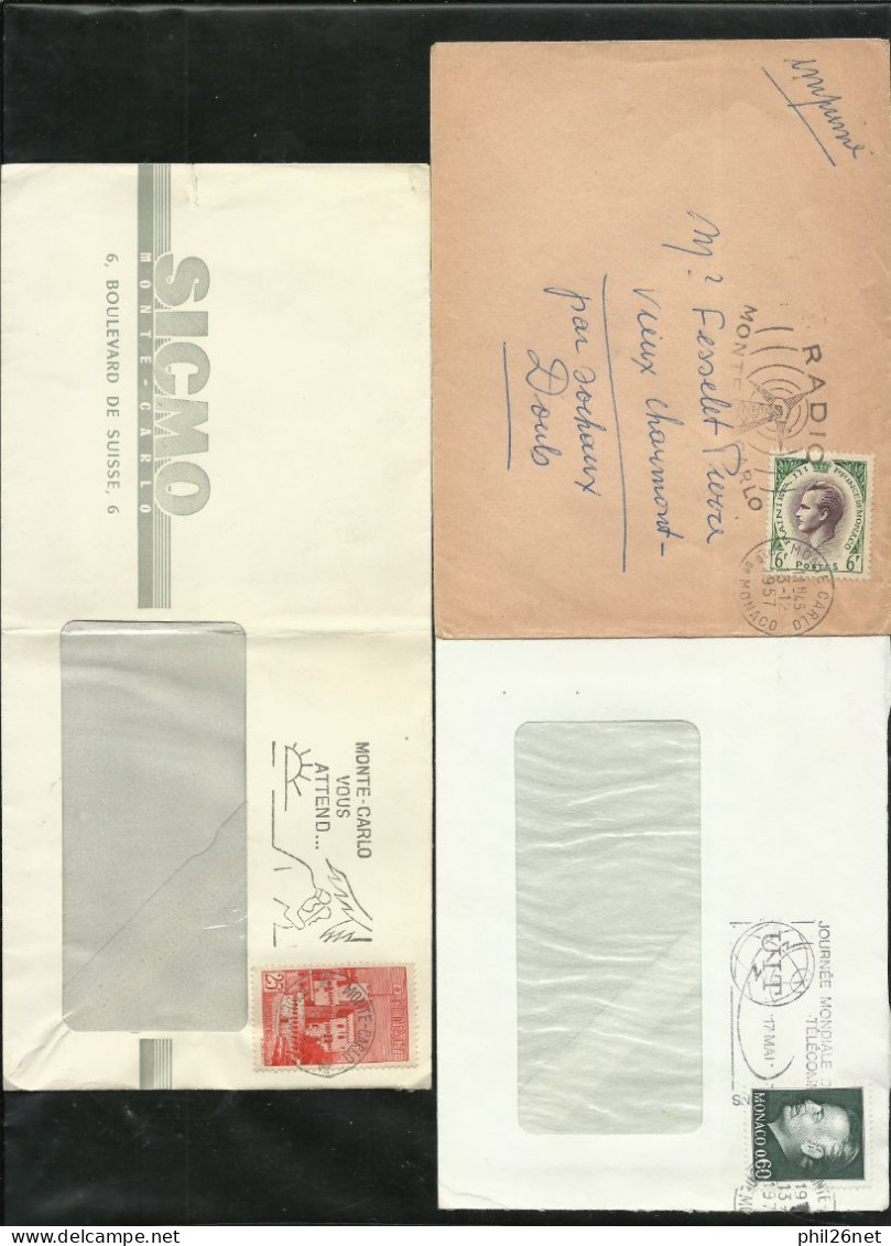 Monaco lot de 20 plis et lettres avec TP et flammes et de 10 lettres FDC Premiers Jours  voir scans     soldé  ! ! !