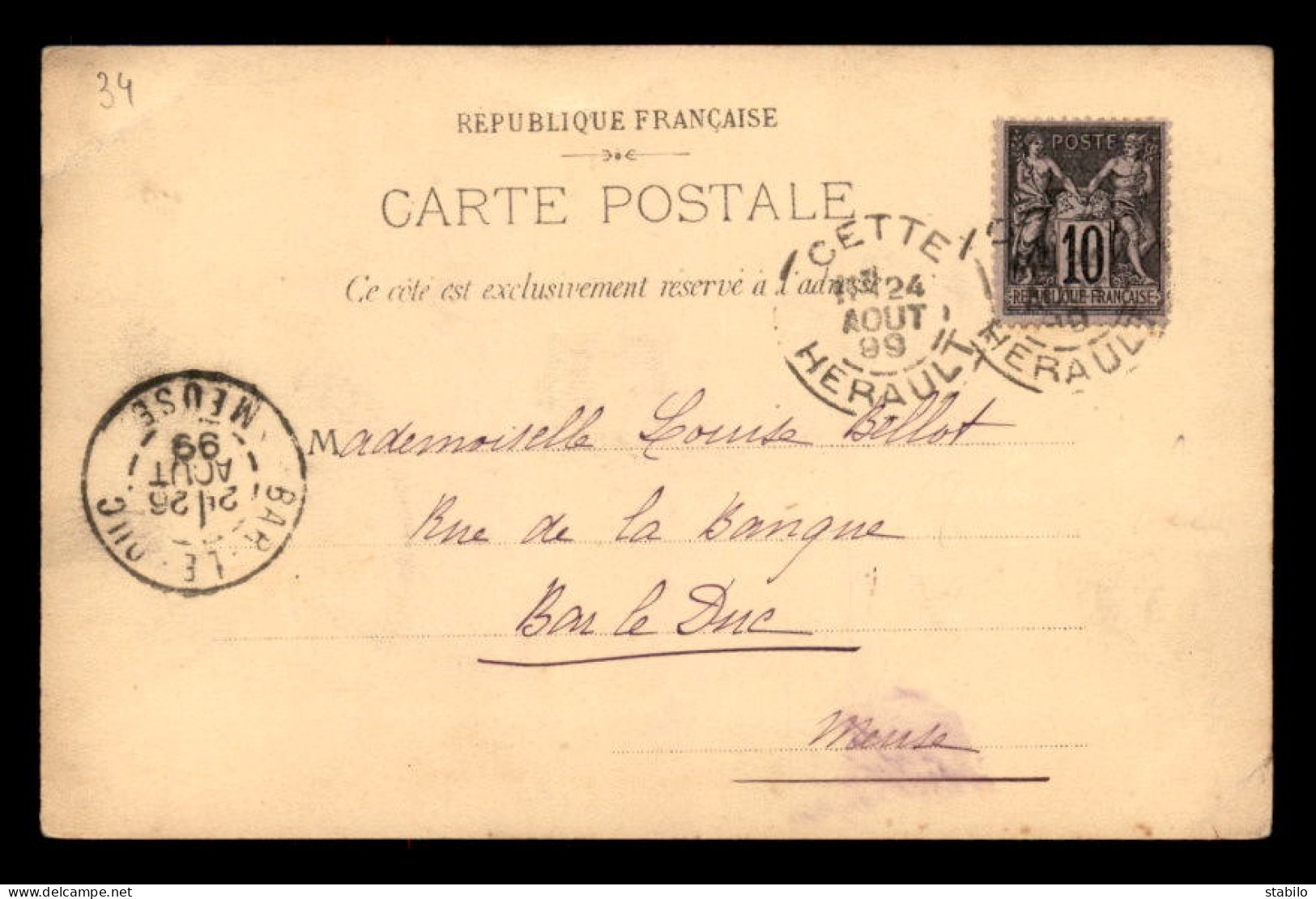 34 - SETE - CETTE - NOTRE-DAME DE LA SALETTE - MONT ST-CLAIR - VOYAGE EN 1899 - Sete (Cette)