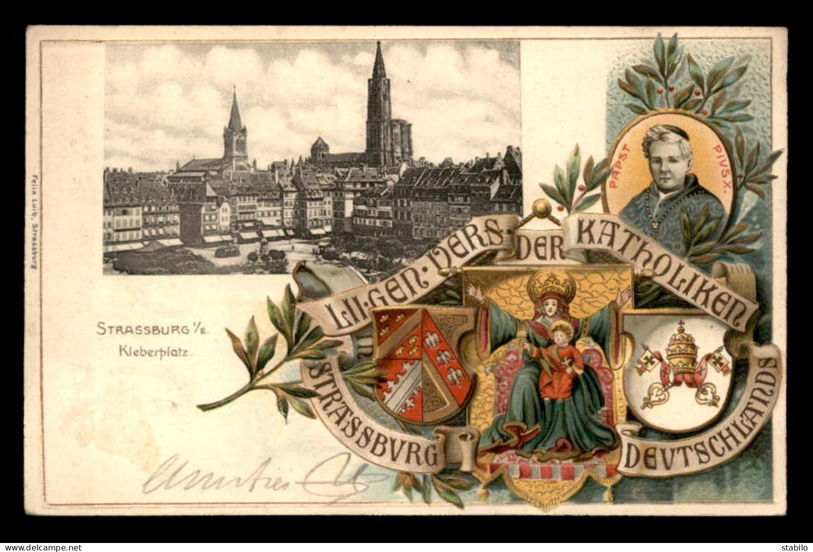 67 - STRASBOURG - ILII-GEN-DERS-KATHOLIKEN STRASSBURG DEUTSCHLAND - CARTE LITHOGRAPHIQUE EN RELIEF - Strasbourg