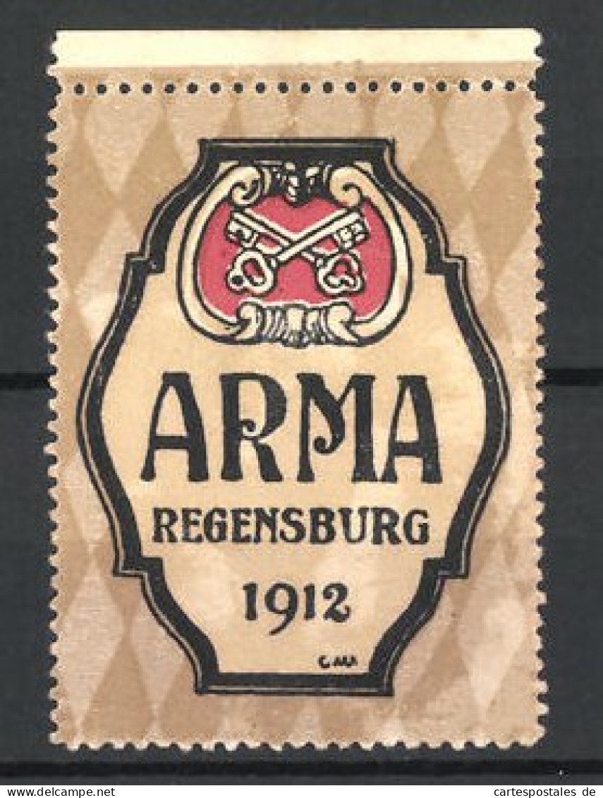 Künstler-Reklamemarke Regensburg, Jugendtag ARMA 1912, Wappen  - Cinderellas